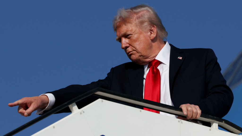 Former U.S. President Donald Trump speaking at a press event where he threatened to send long-range Tomahawk missiles to Ukraine — CF Posts News.